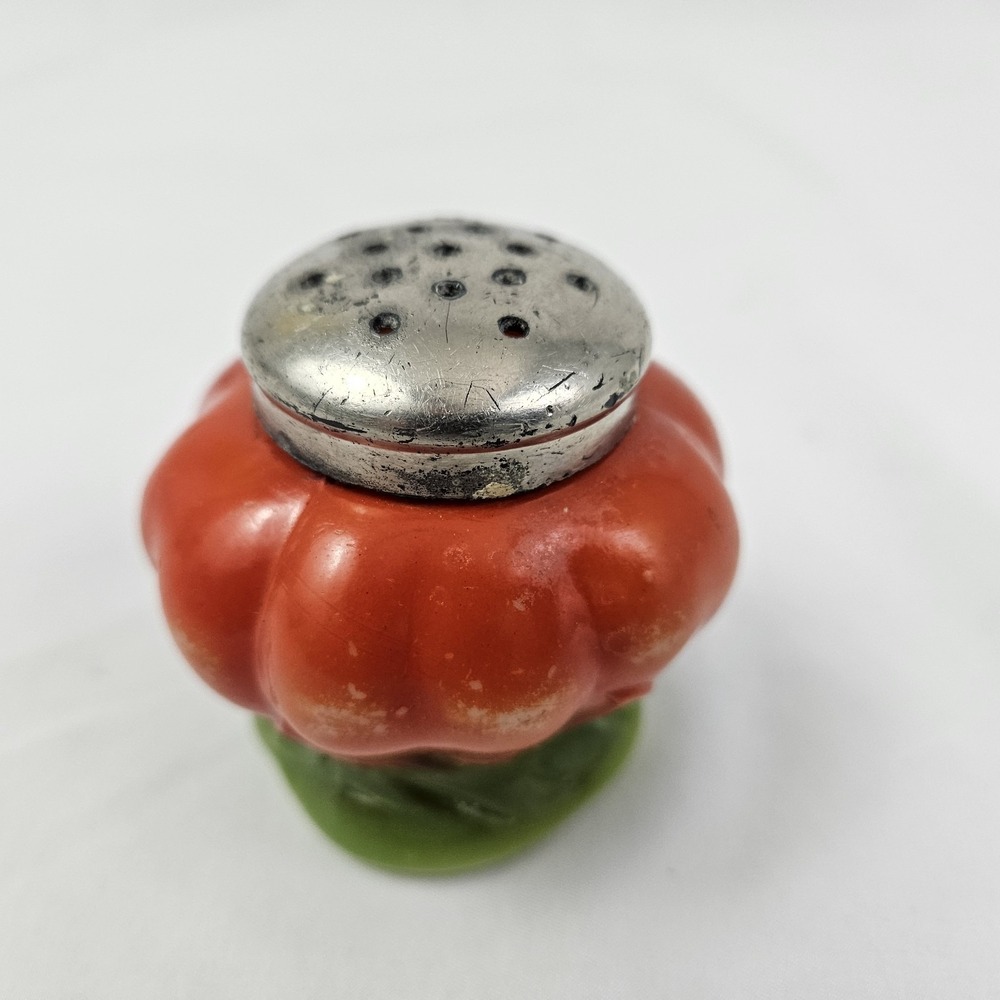 EAPG Milk Glass Tomato Salt Pepper Shaker Antique Victorian Painted Milk Glass